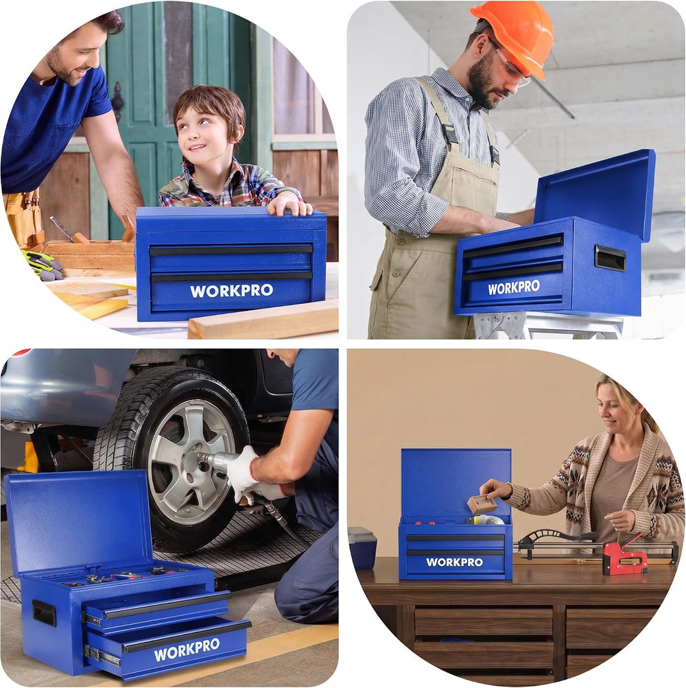 WORKPRO 15＂ Heavy Duty Metal Toolbox with 2 drawer-Blue