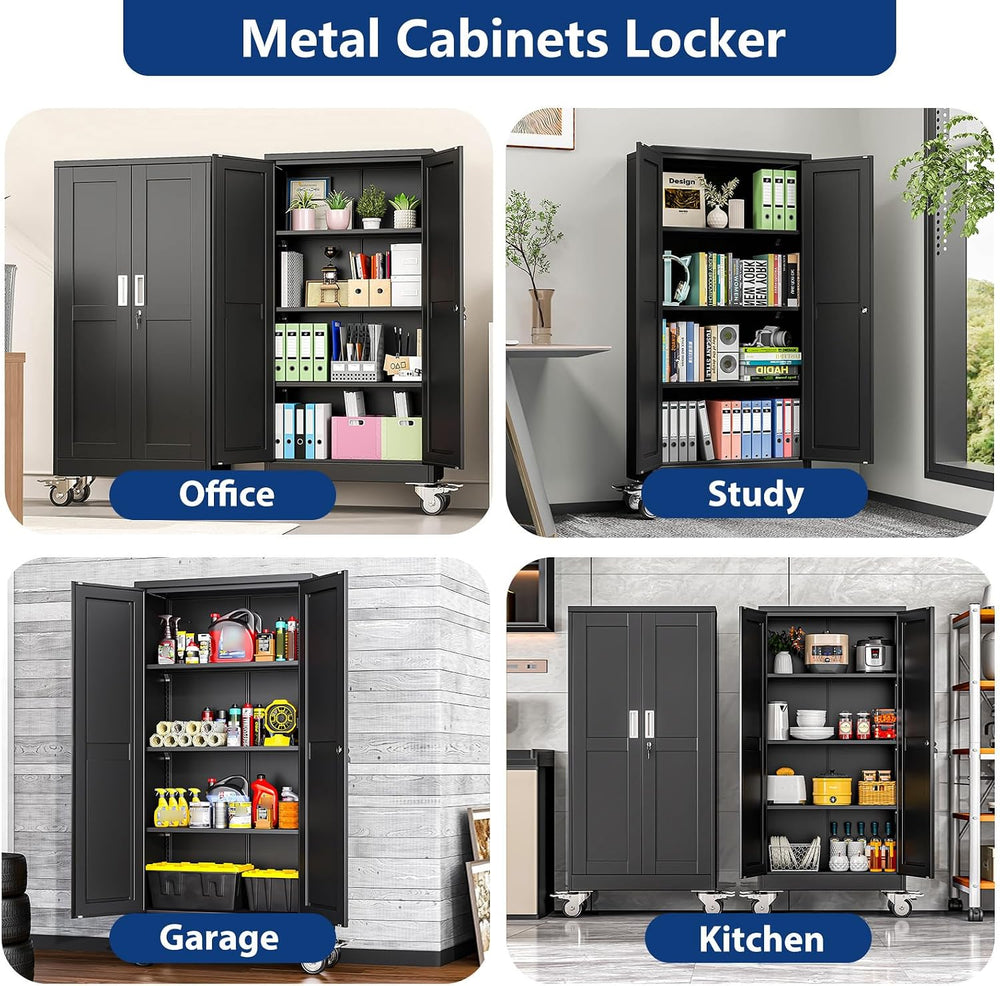 Ckzbx Metal Garage Storage Cabinet with Locking Doors and Adjustable Shelves,...