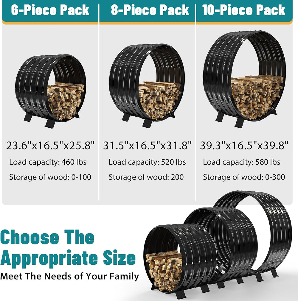 3.3 FT Diameter Round Firewood Rack with 4 Steel Legs Outdoor / Indoor