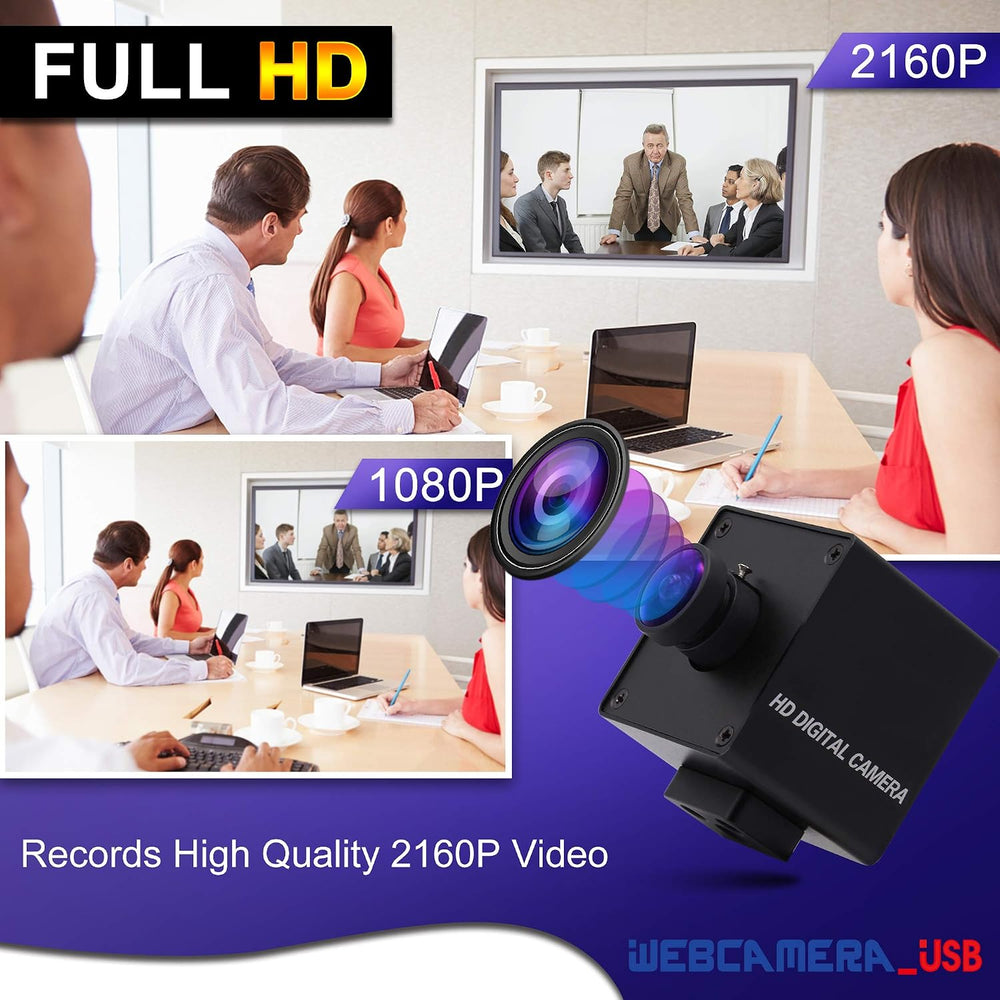 4K USB Camera for Computer, 4K/30FPS Fisheye Webcam with Microphone