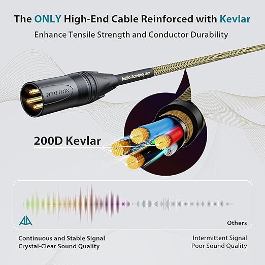 AA AUDIO ACCESSORY Gold Series Star Quad XLR Cables 3.3ft, Neutrik Connectors