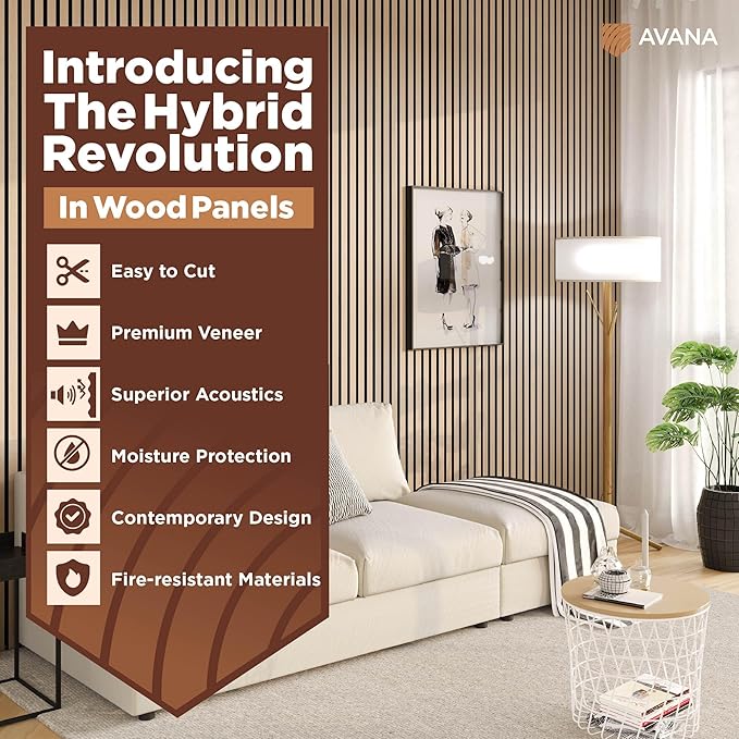 Avana Acoustic Wood Wall Panels – 94.4 x 12.6 Inch White Oak Acoustic Panels ...