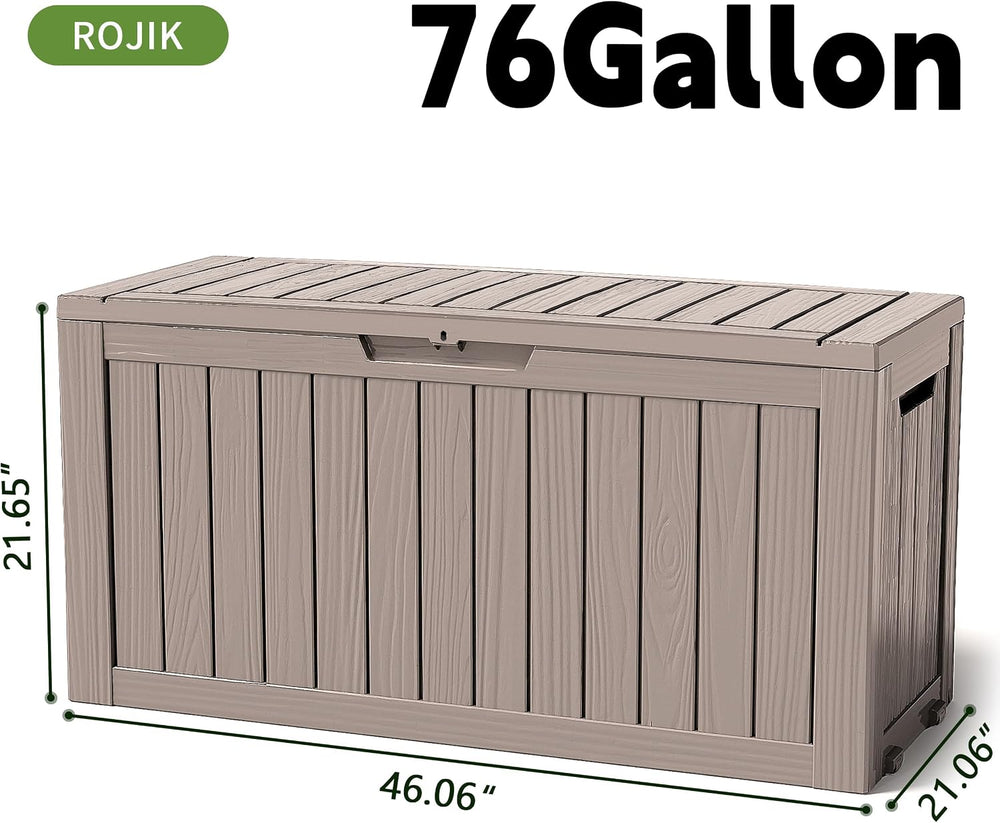 ROJIK Outdoor Storage Housing Deck Box - Waterproof Patio Furniture, Garden T...