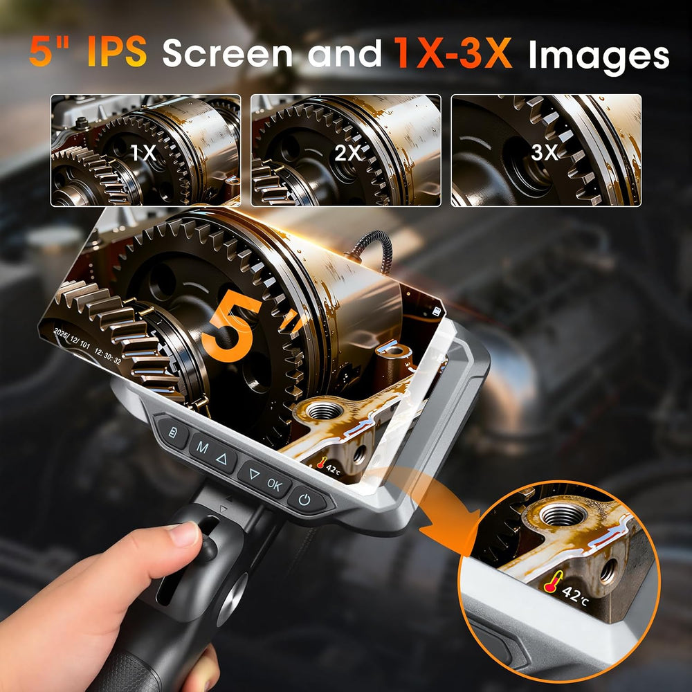 Articulating Borescope Camera with Light for Automotive & Engine Inspection