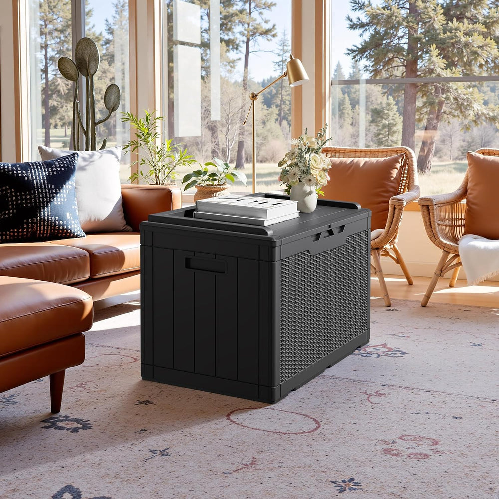 JUMMICO 100 Gallon with Cushion Deck Box, Waterproof Outdoor Storage Box