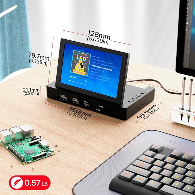 ROADOM 5'' Mini Monitor with Raspberry Pi Mount Holes & USB HUB, ...