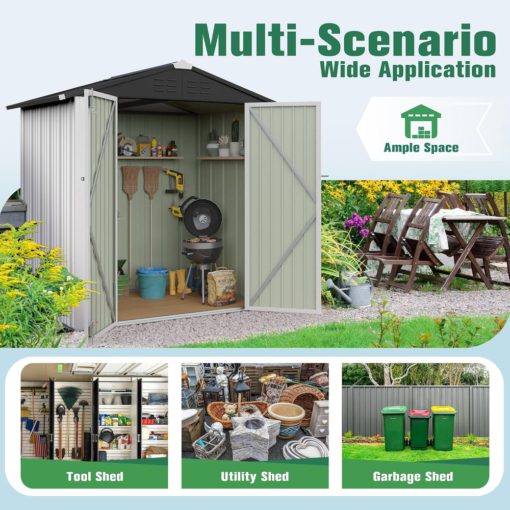 Flamaker 6x4 FT Storage Shed Waterproof Metal Garden Shed with Lockable Door ...