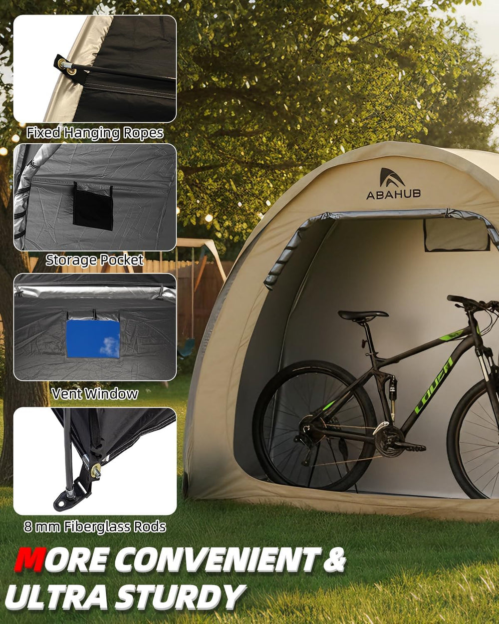 Abahub Portable Bike Storage Shed Tent with Rain Cover for 1/2 Bicycle