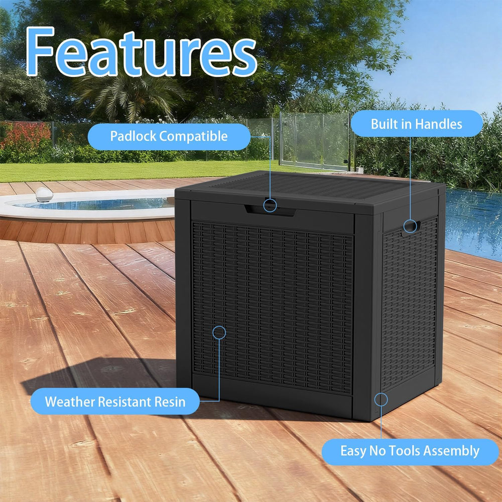 Vixzen 36 Gallon Deck Boxes Outdoor Waterproof, Lockable Resin Storage Box wi...