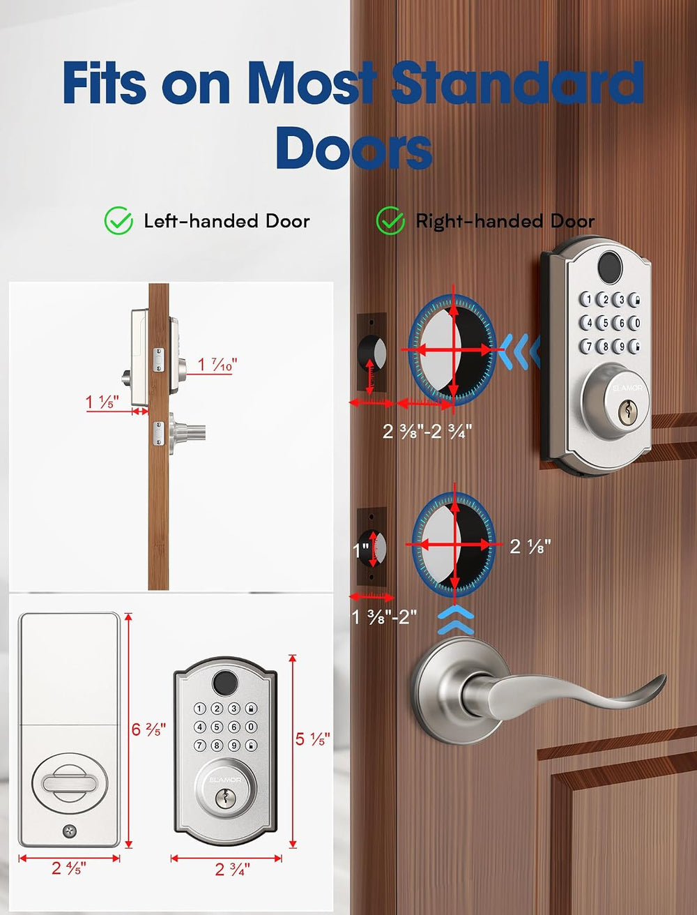 M19 Fingerprint Door Lock, Front Deadbolt with 2 Lever Handles SN