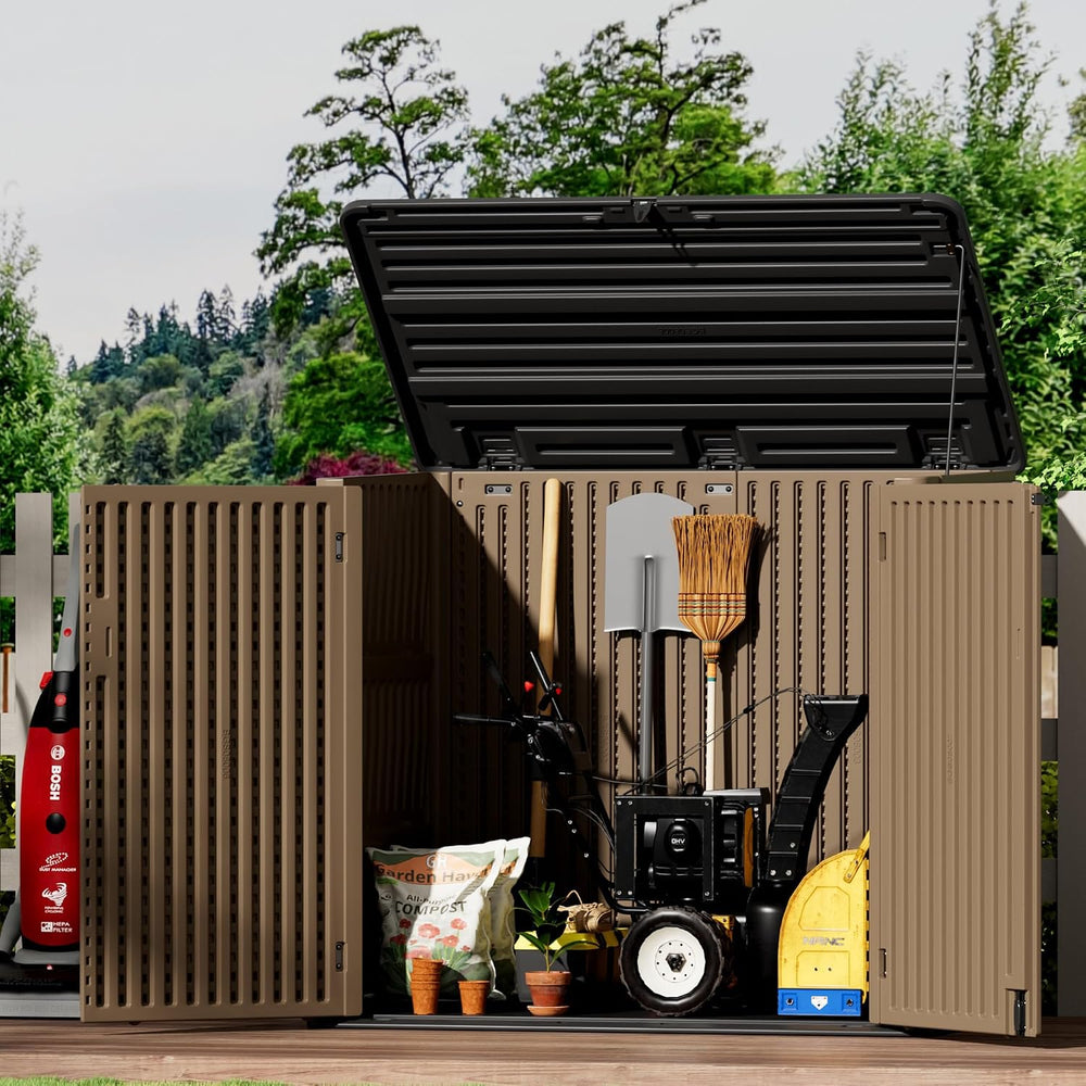 Mrosaa Resin Outdoor Storage Shed, Outdoor Storage Box Waterproof for Garden ...