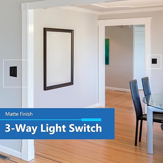 LIDER Balck Minimalist Decorator Switch, Frameless Paddle Light Switch