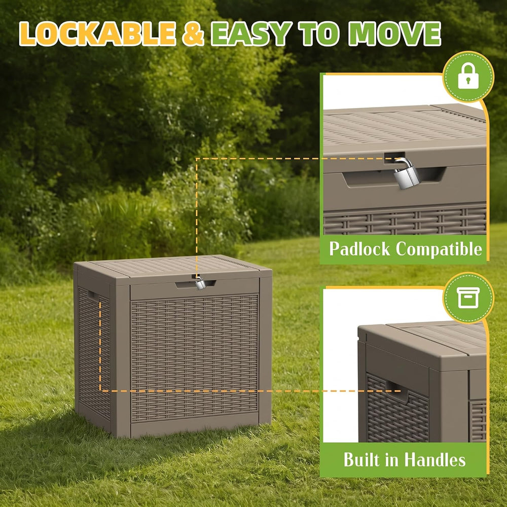 30 Gallon Outdoor Storage Box Weather Resistant UV Protection Waterproof Resi...