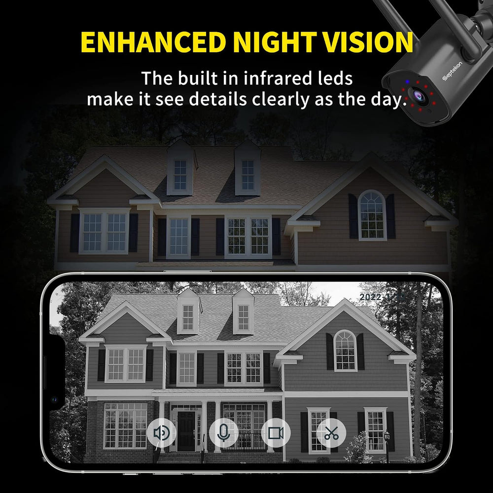 Septekon 2K Outdoor WiFi Security Camera, Plug-in Bullet Camera, 4 Pack