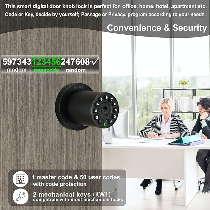 iulock IU-20 Code Door Lock, Electronic Door Knob