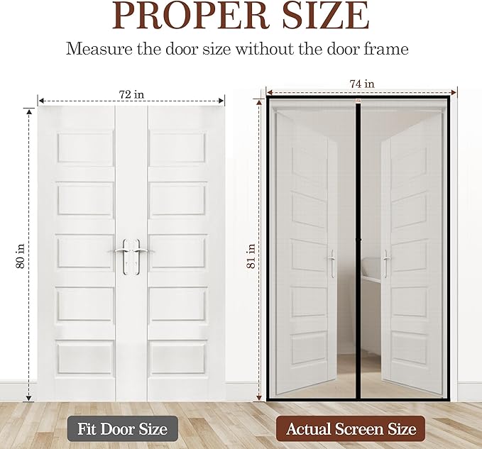 Yotache Magnetic Screen Door fits 72"x80" Doors, Screen Size 74&quo...