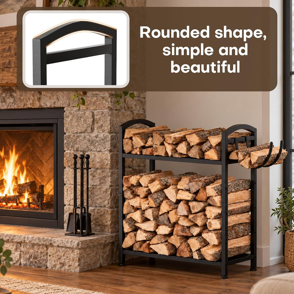 Homde Sturdy Firewood Rack Indoor: 23.8" Metal Fire Wood Storage Racks