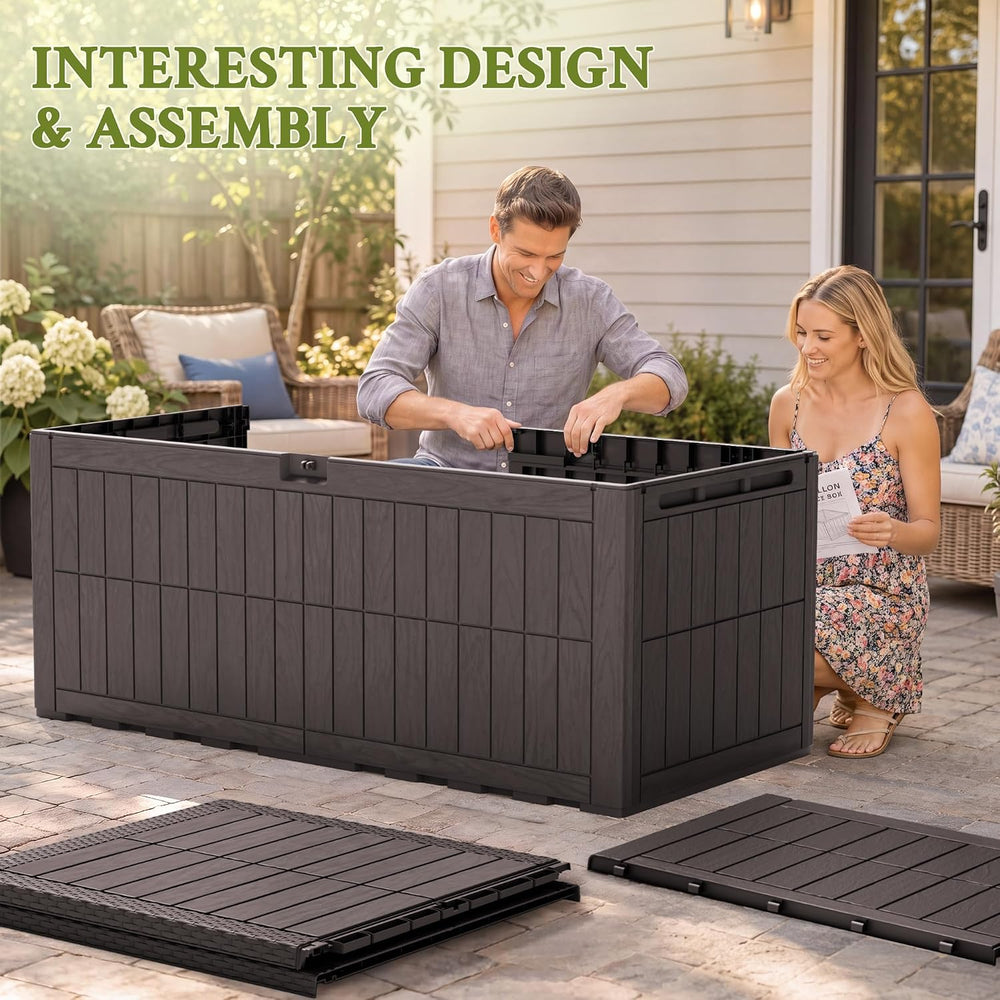 Flamaker 180 Gallon Large Outdoor Storage Box Waterproof, XL Resin Deck Box