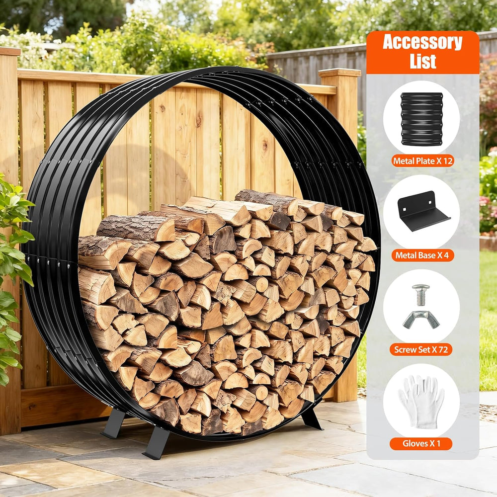 47" Firewood Rack with Roof Cover, Indoor & Outdoor Log Holder Keeps...