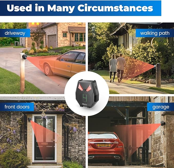 Solar Wireless Driveway Alarm, Outdoor Motion Sensor Detector Alarms Driveway