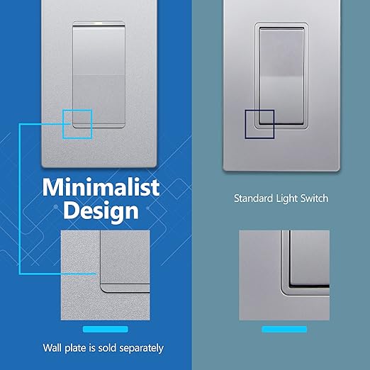 LIDER Minimalist Design Matte Finish Lighted Decorator Switch, Frameless Padd...