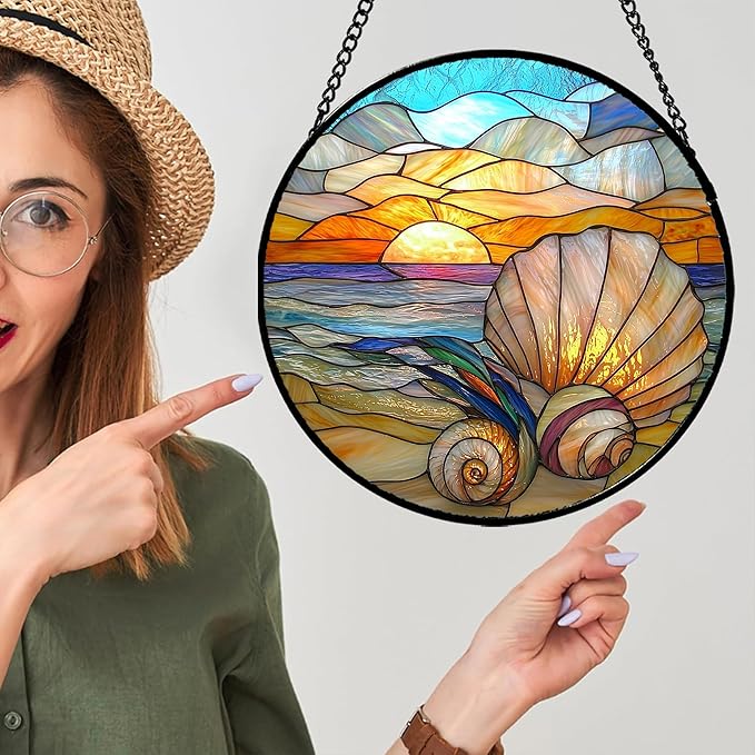 AMDERVEN Stained Glass Window Hanging