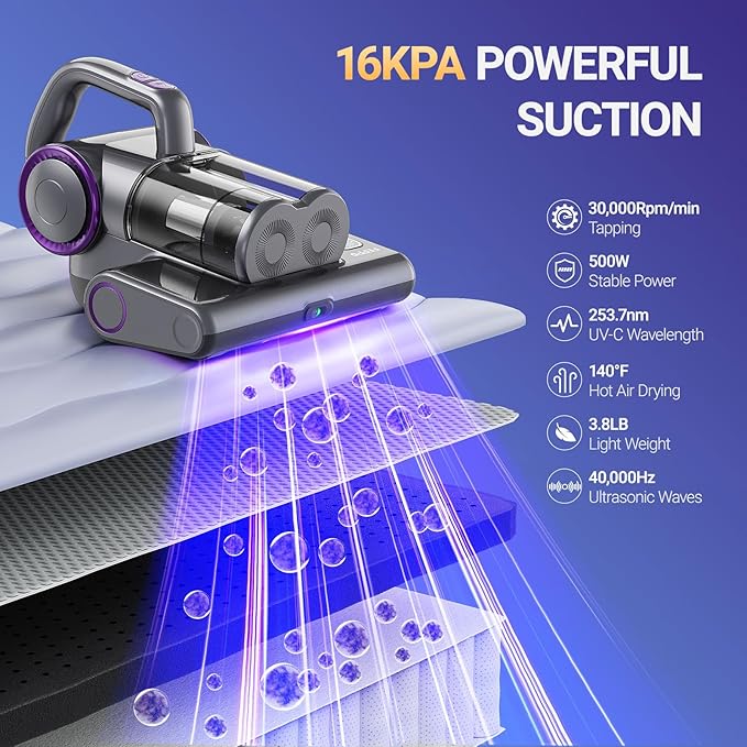 FEPPO Mattress Vacuum Cleaner, 16Kpa Bed Vacuum Cleaner