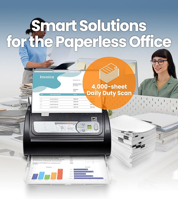 Plustek PS188 High Speed Double-Sided Color Document Scanner,