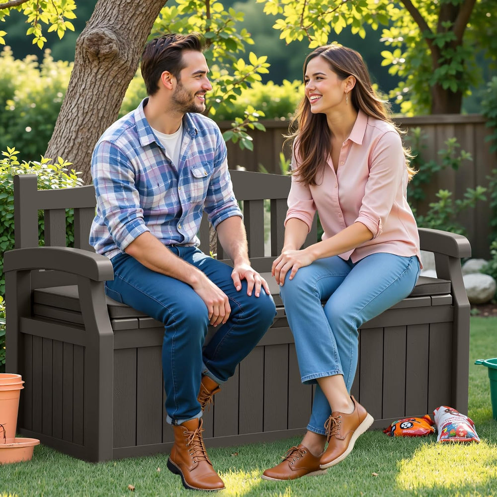 Flamaker 80 Gallon Storage Bench with Cushion, Waterproof, All-Weather