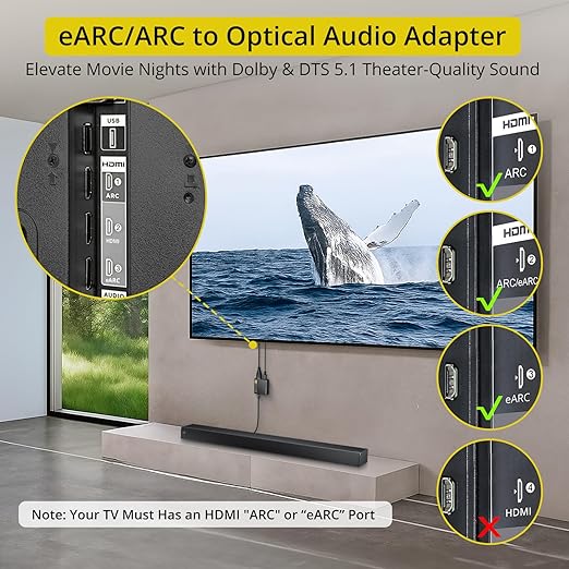 PROZOR eARC/ARC to Optical Audio Extractor, Enhanced eARC Audio Converter