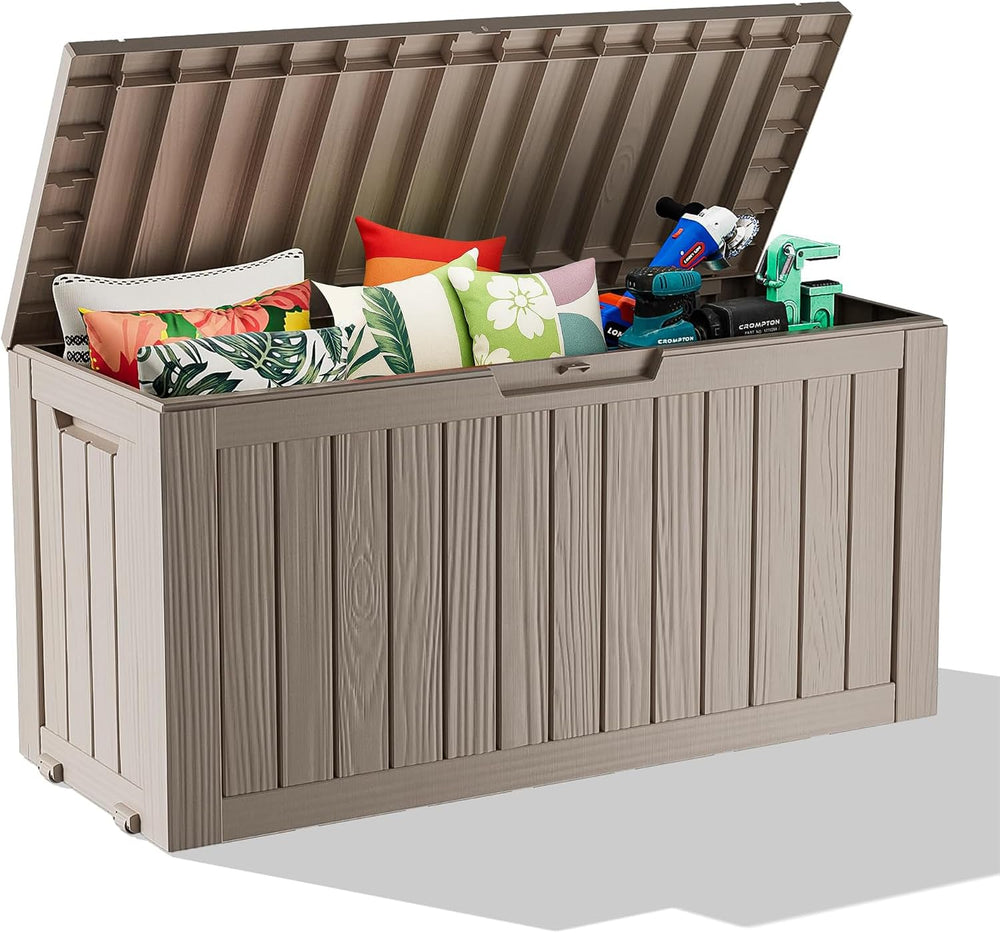 75 Gallon Waterproof Resin Deck Box, UV Resistant Outdoor Storage for Garden,...