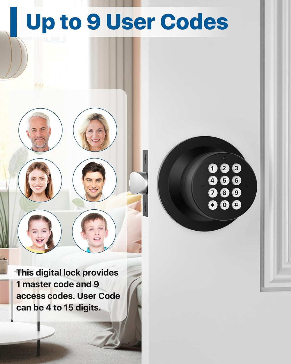 HIDALIFE Door Knob with Keypad, Door Knob with Lock, Keyless Entry Door Lock ...