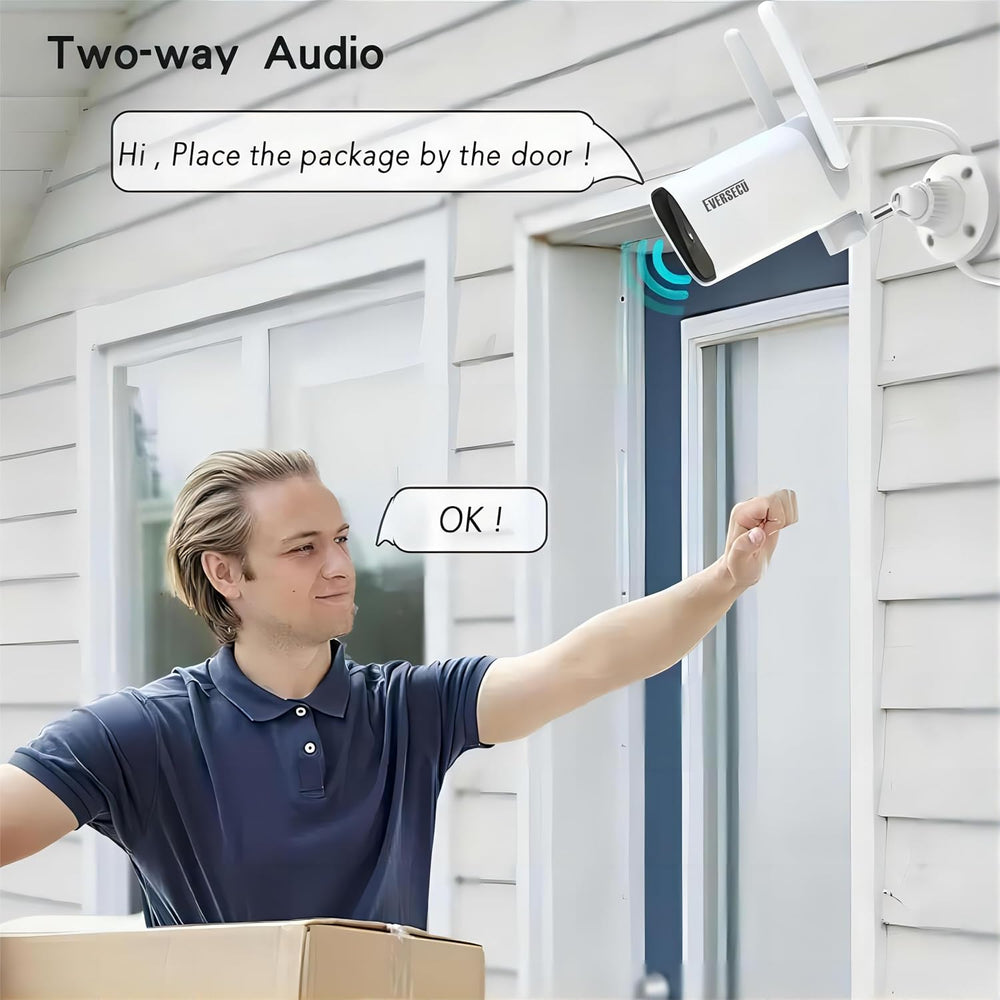 EVERSECU 2K WiFi PTZ Bullet Camera, Outdoor/Indoor, Pan/tilt, 2-Way Audio, Ni...