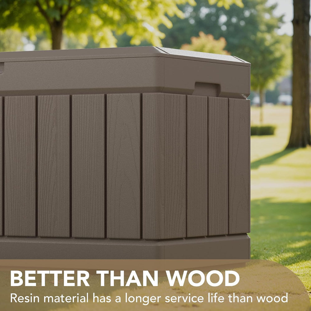 Devoko 85 Gallon Deck Box Lockable Resin Outdoor Storage Box waterproof Outdo...
