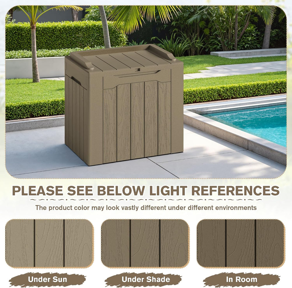 JUMMICO 31 Gallon Resin Deck Box Waterproof Outdoor Storage Boxes 2 Pack
