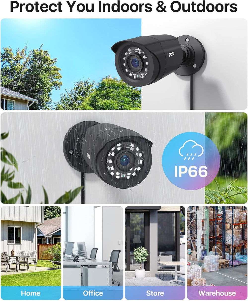 ZOSI 3K 5MP Lite Home Security Camera System with AI Human Vehicle Detection,...