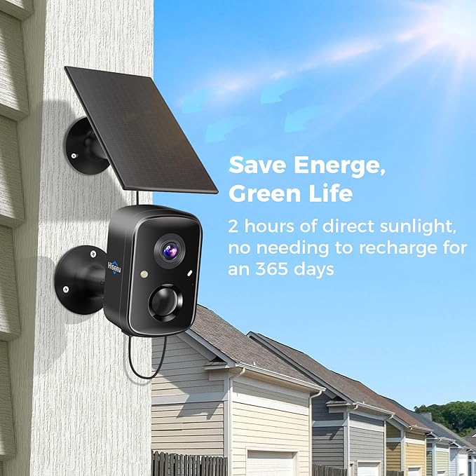 Hiseeu Security Cameras Wireless Outdoor, Solar Powered 3K 4MP Surveillance