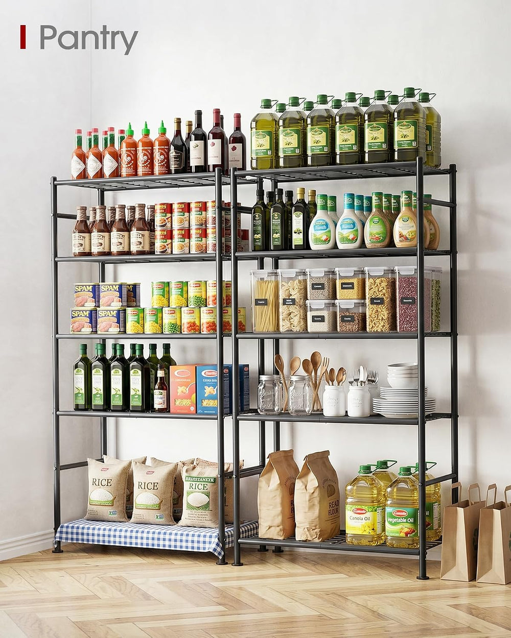 Storage Shelves - 5 Tier Shelf Organizer, Heavy Duty Garage Shelving Unit wit...