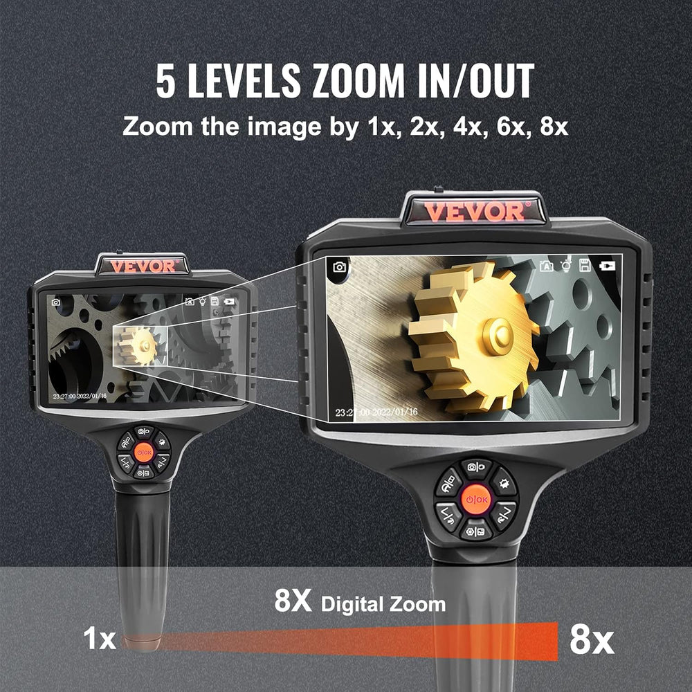 VEVOR Triple Lens Inspection Camera with Light, 5" IPS Screen Industrial...