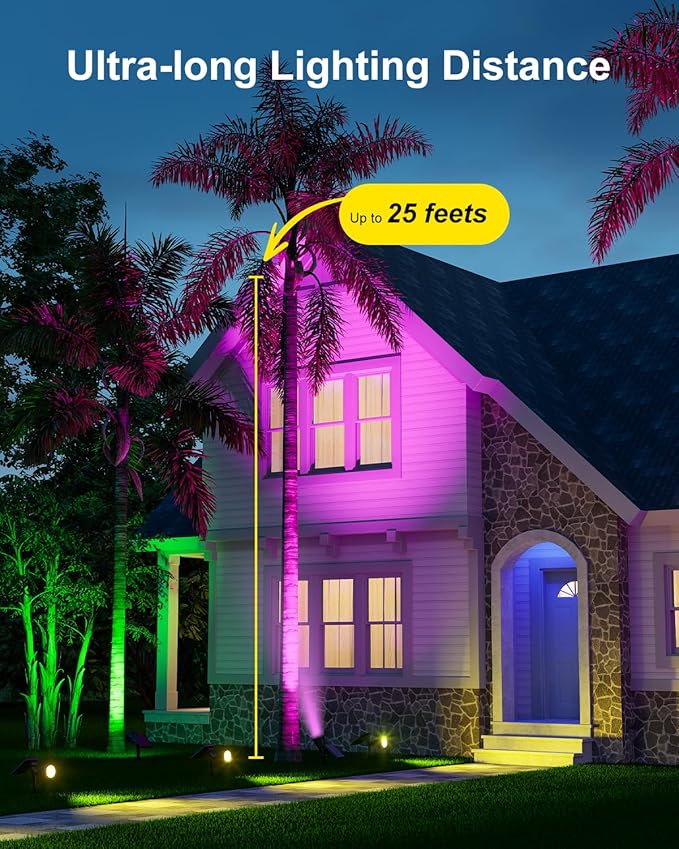 2 Pack Color Changing Solar Spotlights Outdoor