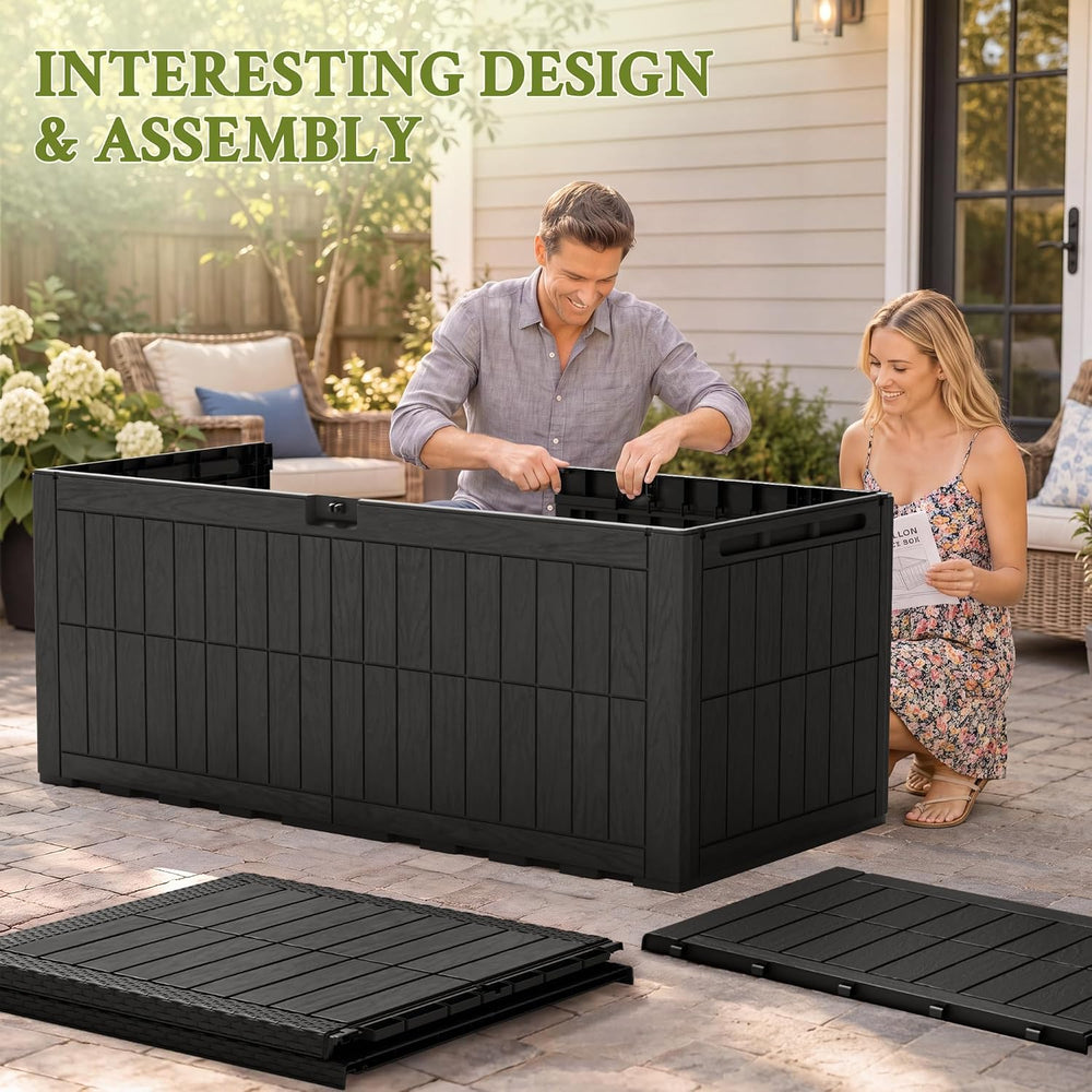 Flamaker 180 Gallon Large Outdoor Storage Box Waterproof, XL Resin Deck Box