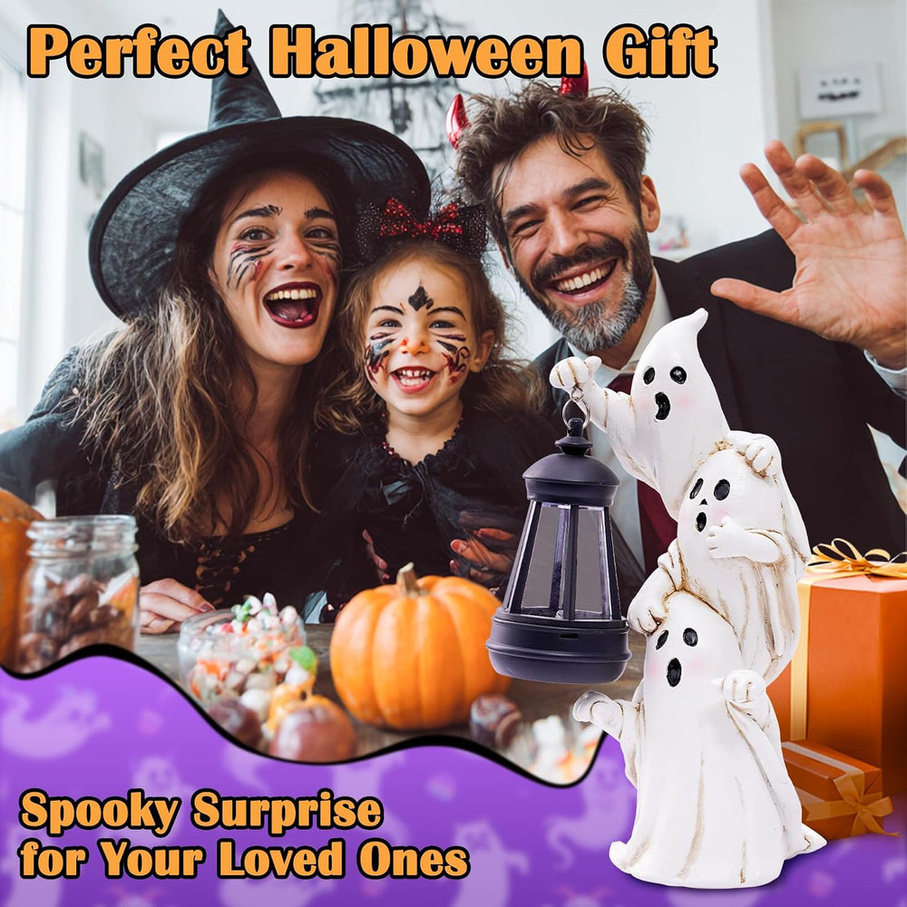 twinbling Triple Ghosts Halloween Decorations Outdoor with Solar Lantern,Cute...