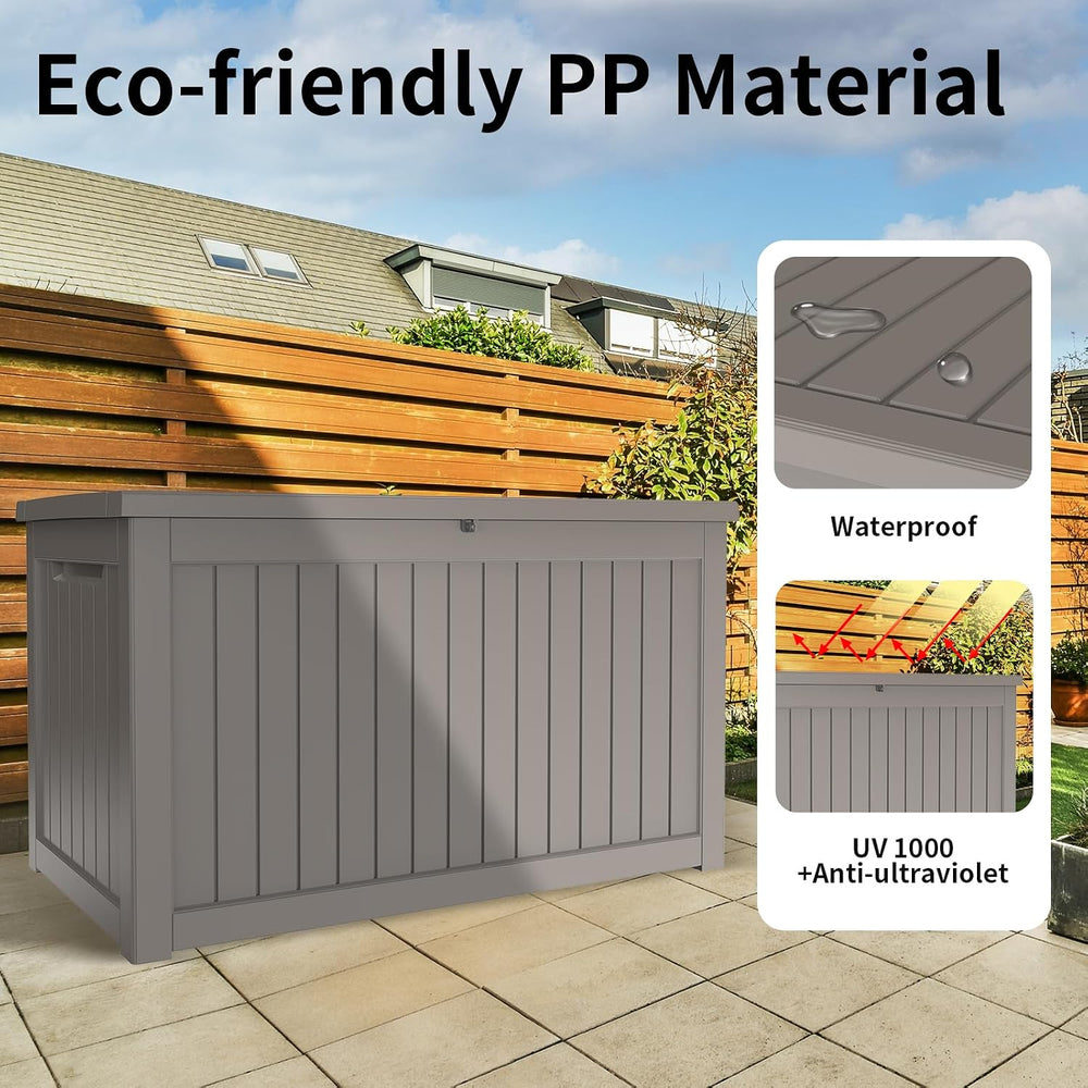 280 Gallon Resin Large Deck Box, Waterproof Outdoor Storage box for Patio Cus...
