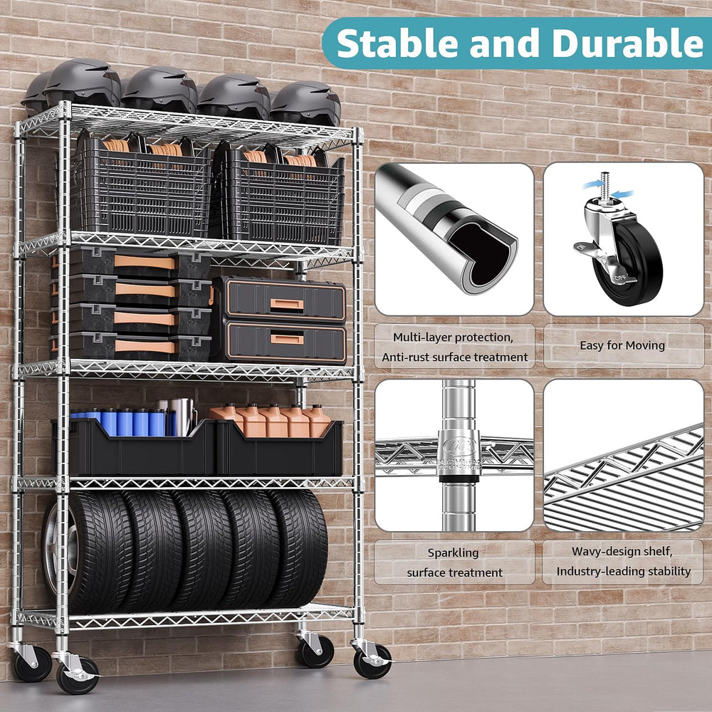 M MZG 5-Shelf Storage Shelves,Wire Shelving Heavy Duty Metal Storage Shelving...