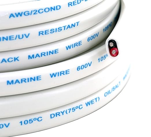 GS Power 100 Ft Duplex Marine Wire, 10 Gauge Wire, Oxygen-Free Tinned Copper 10