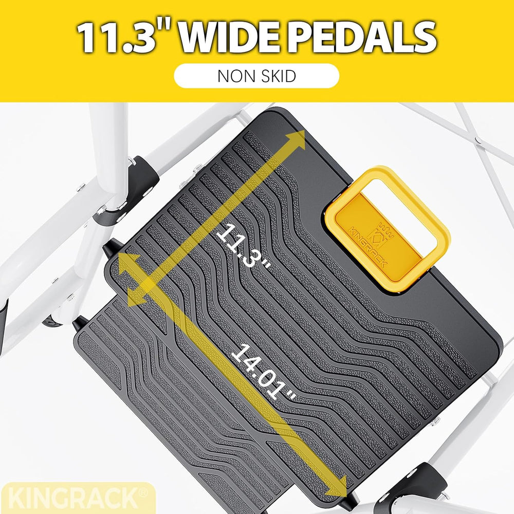 KINGRACK 5 Step Ladder, Folding Step Ladders for Home, 800lb Capacity,White