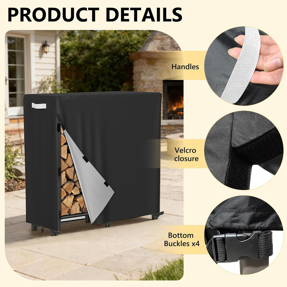 AKEfit 4ft Firewood Racks Cover,Heavy Duty Waterproof Outdoor Logs Holder Sta...