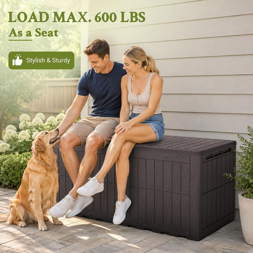 Flamaker 180 Gallon Large Outdoor Storage Box Waterproof, XL Resin Deck Box
