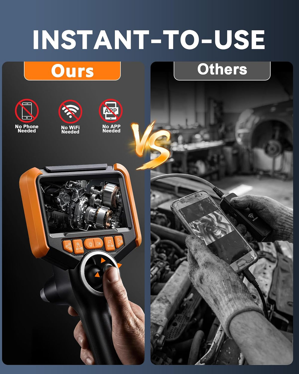 TORQBEAST-4-way borescope-borescope Camera with Light-Dual Lens Endoscope-Ins...
