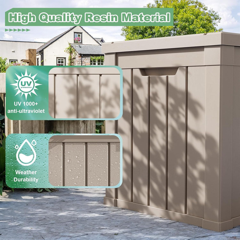 Vixzen Outdoor Storage Deck Box Waterproof Resin Lockable Outside Bench Porch...